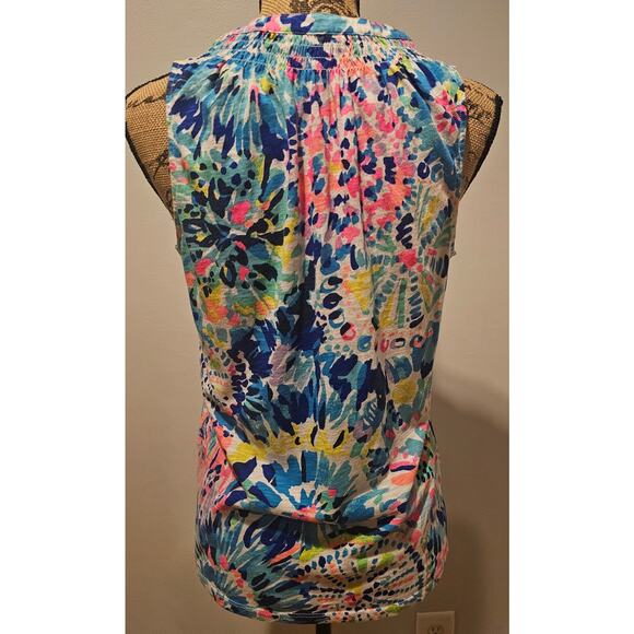 Lilly Pulitzer Essie Top Dive In Sleeveless Tank Top Gold Buttons Sz S - Picture 3 of 11
